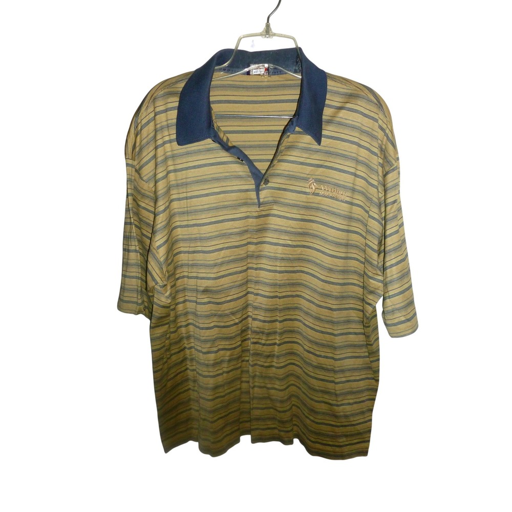 Como Sport Mens Polo Shirt Large Yellow Blue Striped‎ Wailea Maui Hawaii Italy